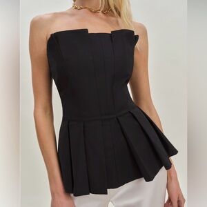 Reformation Ashlyn Pleated Peplum Strapless Top